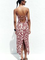 Robe bandeau décontractée d'été pour femme, style vintage imprimé, en lin mélangé, idéale pour les fêtes sur la plage
