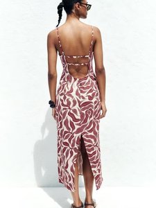 Robe bandeau décontractée d'été pour femme, style vintage imprimé, en lin mélangé, idéale pour les fêtes sur la plage - Product Image 4