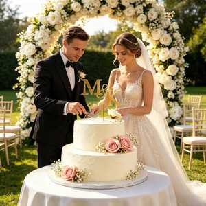 Décoration de gâteau personnalisée avec monogramme, initiales en acrylique, souvenir de réception de mariage, décorations de desserts - Product Image 2