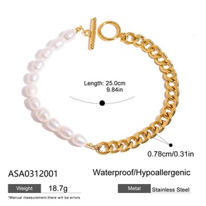 Aretas sin deslustre verano pie grueso joyería perla cadena tobillo mujeres chapado en oro impermeable Acero inoxidable cubano enlace tobillera - Product Image 6