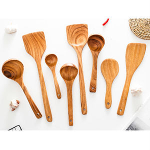 Wooden Spoon And Spatula Kit 7 Pieces Hand Wash Only For Cooking Utensils - Product Image 1