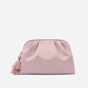 Excellent Design ODM/OEM Luxury Zipper <b>Travel</b> Satin Makeup <b>Bag</b> 100% Recycled Tassel <b>Cosmetic</b> <b>Bag</b> Eco-Friendly - Product Image 1