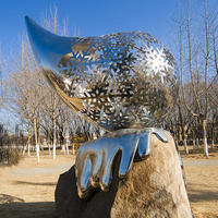 Sculpture de jardin moderne en acier inoxydable et fer, grand miroir géant, art urbain extérieur, figurine humaine ange flamme, taille réelle, pour événement