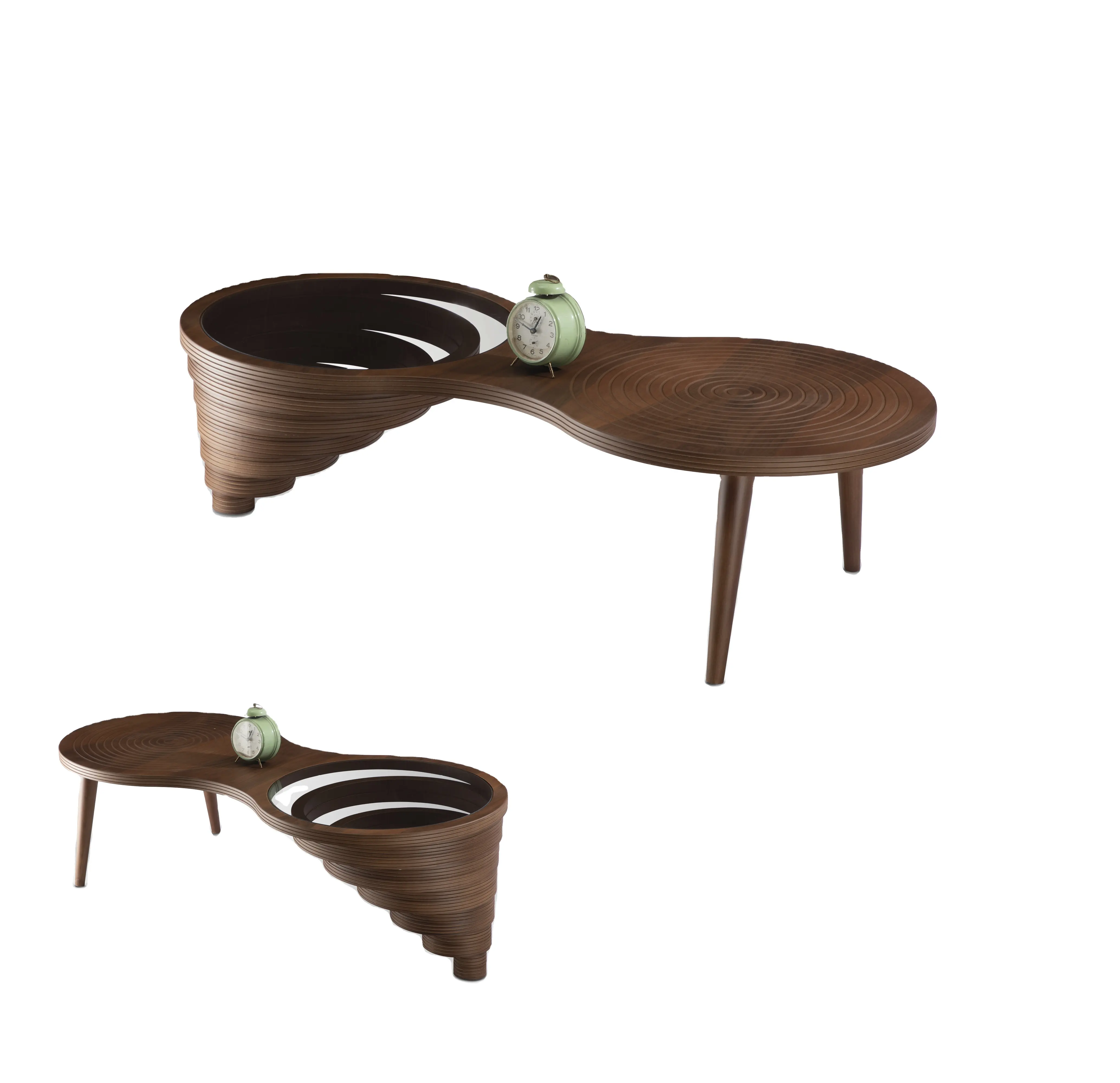 Mesa de centro de nogal para sala de estar, mueble de diseño moderno y brillante, mesas de centro