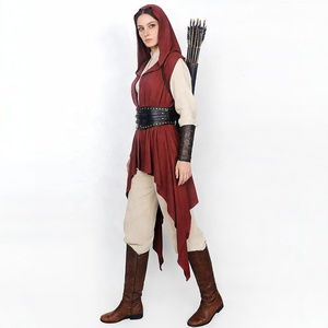 Costume da Arciere Medievale per Donna, Set con Cappuccio, Gilet Irregolare, Cintura Larga in Pelle, Outfit Rinascimentale <span class=keywords><strong>Robin</strong></span> Hood, Costume da Cacciatore di Foresta per Halloween - Product Image 3