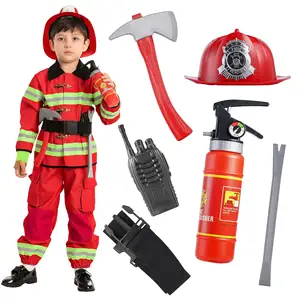 Funmolar Creations bambino Unisex Costume da pompiere rosso per bambini Halloween Cosplay Dress Up OEM/ODM