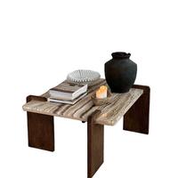 Table basse moderne de luxe légère et durable avec rangement, plateau carré en marbre et structure en bois pour salon, hôtel, villa, maison, appartement