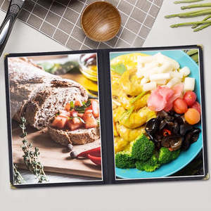 สมุดเมนูพีวีซีแบบ 2 ช่อง ขนาด A4 จากโรงงานโดยตรง ยี่ห้อ JINDA 4 หน้า 8.5x11 นิ้ว ใส มุมดำ/ทอง/เงิน สำหรับโรงแรม ร้านอาหาร - Product Image 6