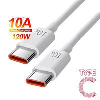 Kabel Data TPE Kecepatan Tinggi Pengisian Cepat PD 120W 10A Dual Type-C dengan Konduktor Tembaga Murni untuk Kamera, Ponsel, Earphone, Komputer