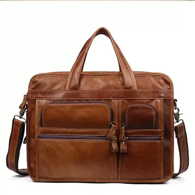 march expo 2021 best selling oversize men business handbag cowhide leather 15 inches briefcase laptop messenger travel bag