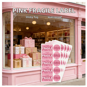 Etiqueta Adhesiva Rosa Frágil de 2''*3'' para Envíos, No Pisar, No Doblar, para Sobres, Cajas y Palés - Product Image 3