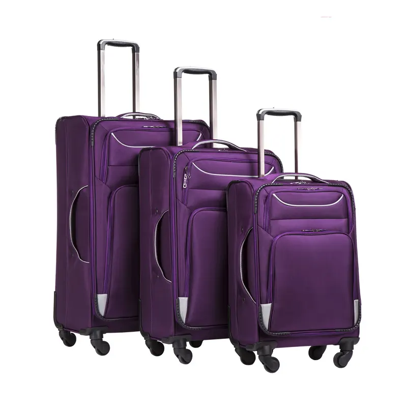 custom Logo Printing Carry On Luggage 3 Piece Set luxury Trolley Suitcase Spinner Softshell travel bags for outdoors