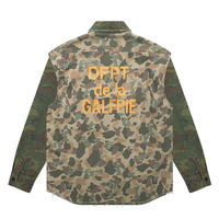 Kemeja Pria Kasual Motif Camo Lengan Panjang Desainer, Kemeja Kancing Depan Motif Camo untuk Pria