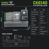 Torno Horizontal CNC de Trabajo Pesado con Sistema GSK, Modelo CK6140, con Recorrido del Eje Z de 750 mm, Alta Precisión, 2 Ejes