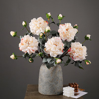 Lukisan Minyak Bunga Peony Sutra Tiruan Gaya Retro dengan Pinggiran Terbakar, Bernuansa Mewah, Romantis, Berkualitas Tinggi untuk Pernikahan dan Dekorasi Luar Ruangan