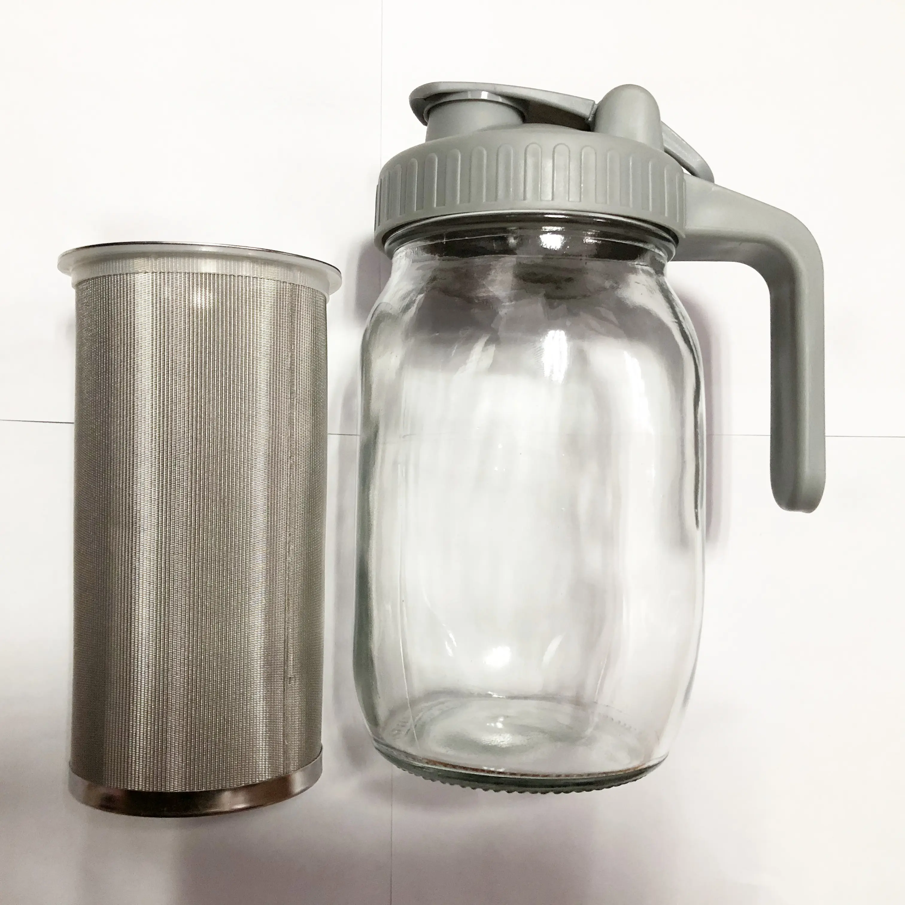 Kustom Filter pembuat teh kopi es Mesh baja tahan karat cocok dengan Mason Jar