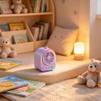 Mini haut-parleur portable pour enfants, décor de dessin animé interchangeable, 12 modes d'éclairage LED