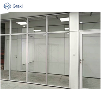 Cloison de séparation panoramique Graki 90 mm en aluminium et verre avec isolation acoustique et design durable pour les espaces de bureau modernes et les écoles