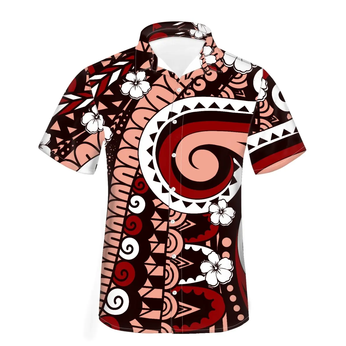 Drop Shipping Hawaiian Casual Men Shirts Colorful Polynesia Short Sleeve Shirts Fashion Custom Costumes Oversized Tops Hot Sale