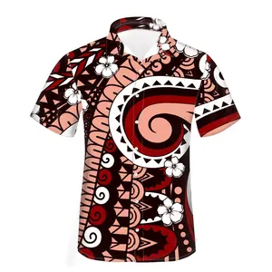 水滴送货夏威夷休闲男式衬衫彩色波利尼西亚短袖衬衫时尚定制服装超大上衣热卖