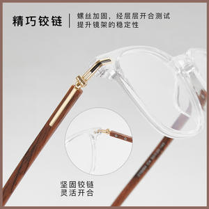 แว่นตาป้องกันแสงสีฟ้าใสสดใสกรอบสี่เหลี่ยมลายไม้ TR แบบเต็มกรอบยูวี 400 สำหรับทุกเพศ - Product Image 4