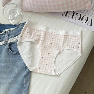 Fransız çiçek baskı dantel pamuk kadın günlük örme iç çamaşırı rahat moda tasarım külot ve Bikini pantolon - Product Image 5