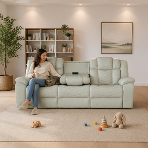 Fauteuil inclinable électrique avec chargeur USB, éclairage LED, extensible, en cuir rafraîchissant, ensemble pour villa, mobilier de maison intelligente, sectionnel - Product Image 4