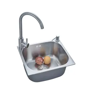 Undermount Sink krom mangkuk tunggal 304 Stainless Steel wastafel dapur untuk rumah restoran langsung dari pabrik