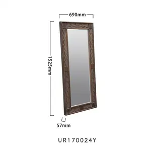 <b>Large</b> Home Decorative Rustic Rectangle Full-Length Dressing Wall Glass Mirror Beautiful Pattern Wooden Carving <b>Framed</b> - Product Image 6
