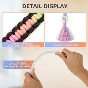 Porte-clés pendentif en chaîne tressée avec pompon Daisy Rope, support de tasse en silicone, bouchon de paille nuage - Product Image 4