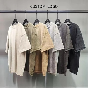 T-shirt vintage en coton épais pour homme, streetwear, coupe ample, épaules tombantes, impression personnalisée, haute qualité, t-shirt stylé - Product Image 1