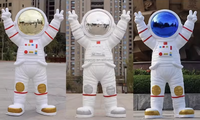 Statue d'astronaute de dessin animé créatif avec lumière pour chambre à coucher ou salon Statuette de sol en résine/FRP pour centres commerciaux
