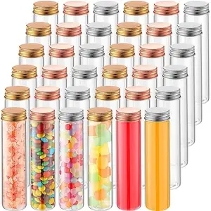 110ml Kunststoff-Reagenz gläser mit Schraub deckel Klare Gumball-Röhrchen Badesalz behälter PET-Reagenzglas flasche mit flachem Boden für Süßigkeiten B.