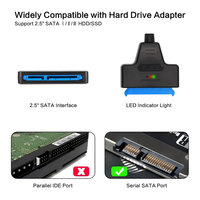 Câble USB-C vers SATA 3.1 en cuivre pur, 6 Gbps haute vitesse, pour disques durs externes 2,5 pouces HDD/SSD, adaptateur rapide 3A pour ordinateur, 20 cm