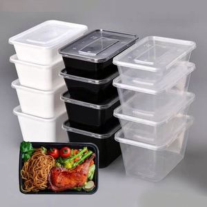 Free Sample Disposable Clear Black PP Food Container Microwaveable Rectangular Food <b>Lunch</b> <b>Box</b> Take Away Plastic <b>Box</b> - Product Image 1