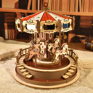 TOMOQ 2026 Nouveau carrousel <span class=keywords><strong>Puzzle</strong></span> en bois <span class=keywords><strong>3D</strong></span> Jouets Ornement romantique - Product Image 2