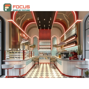 เคาน์เตอร์บริการคาเฟ่แบบครบวงจร พร้อมหน้าต่างกระจกใสสำหรับจัดแสดงขวดน้ำเชื่อม และเคาน์เตอร์บริการร้านคั่วกาแฟ - Product Image 3