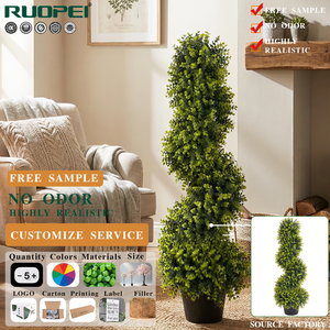RUOPEI Arbre Topiaire Spirale Artificiel <span class=keywords><strong>en</strong></span> Buis Anti-UV, Plante Artificielle <span class=keywords><strong>en</strong></span> Buis <span class=keywords><strong>en</strong></span> Spirale Sans Odeur pour la Décoration de la Maison et du Jardin - Product Image 1
