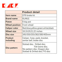 KLAKLE Auto Performance Parts GT6 Système de freinage 380*34MM Disque de rotor pour Toyota Supra Jza80 Big Brake Kit