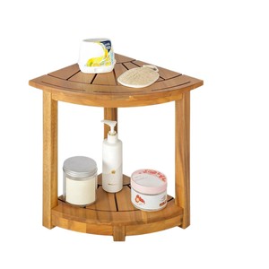 Tabouret de salle de bain en bois Haichuang, étagère d'angle en bois massif avec rangement pour serviettes de bain et articles de toilette - Product Image 5