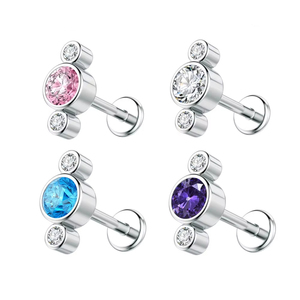 5A + Zircon Opal ASTM F136 Titan xuyên 16G nội bộ Chủ đề môi sụn xuyên Bông tai mũi đinh tán cơ thể xuyên đồ trang sức - Product Image 1