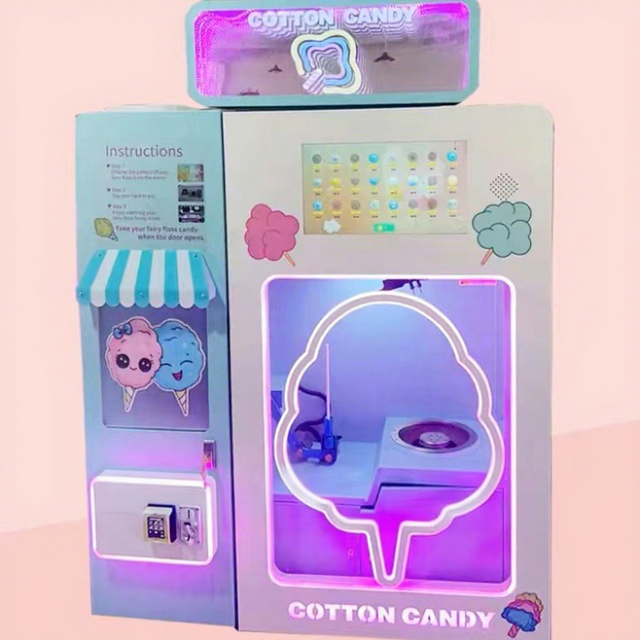 Candy Factory Fully Automatic Cotton Making Machine Robot Marshmallow Floss Machine Magic Candy Cotton Vending Machine for Sale