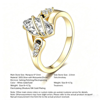 Bague en argent S925 avec moissanite marquise 6x12mm, unisexe, tendance, pour fêtes et anniversaires, vente en gros pour détaillants