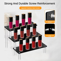 Présentoirs de table portables modernes en acrylique noir multicouche pour cupcakes, parfums, figurines, cosmétiques, lotions