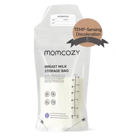 Sacs de stockage de lait de décoloration par détection de température pour l'allaitement, sac de stockage de lait jetable avec 6 onces autoportantes