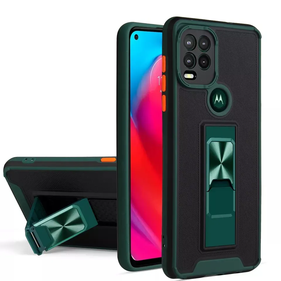 Contrast Color invisible Magnetic Bracket Design TPU+PC Skin Feel Phone Case For Motorola G60 G50 G100 G10 G20 G30