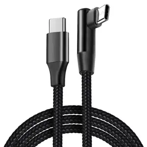 צורת L 90 מעלות ניילון קלוע USB C עד C כבל טעינה מהירה 1M 1.5M 2M