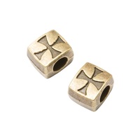 Perles à trou large pour la fabrication de bijoux, 10x8x6mm, en métal gravé, bronze antique et argent antique