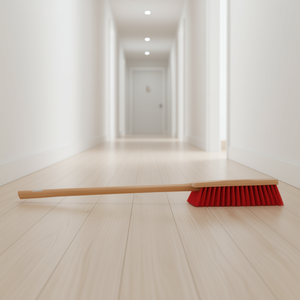 ไม้กวาดพื้น Hall Broom Wood Elastomer ขนาด 50 ซม. ขนแปรงสีแดง สำหรับทำความสะอาดพื้น - Product Image 3