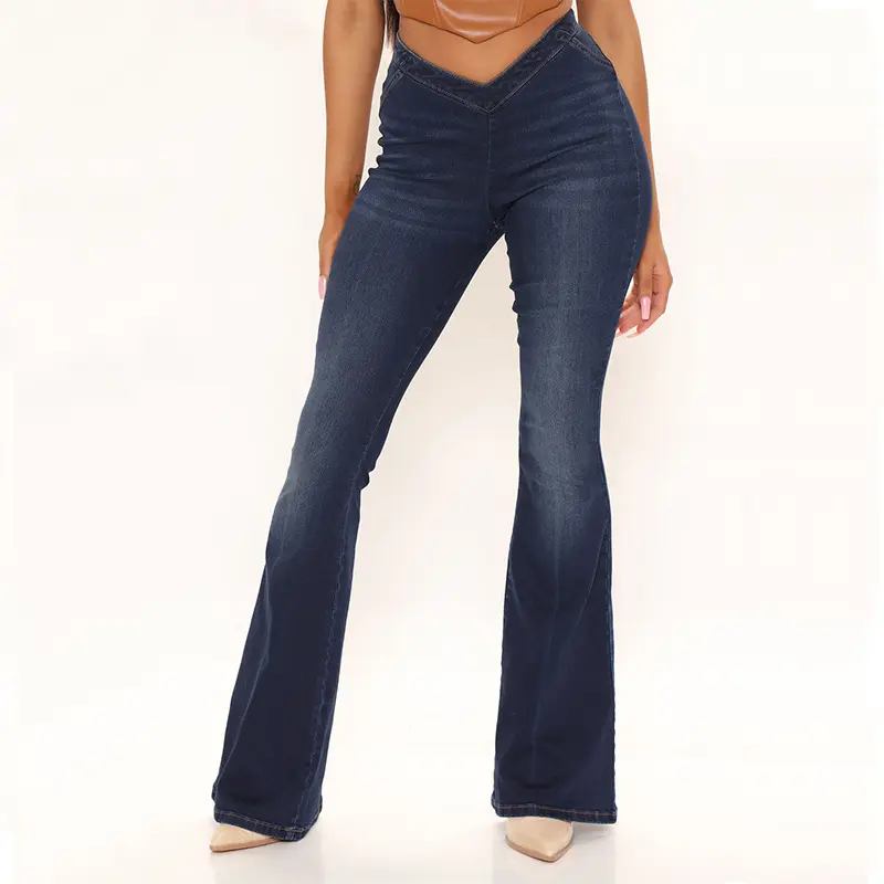 LANTU Dark Stretch Jeans Flared Pants Net Red Sexy Girls V-Shaped Waist Woman's jeans